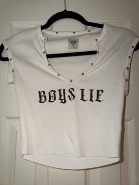 Boys Lie White Rebel Studded tank